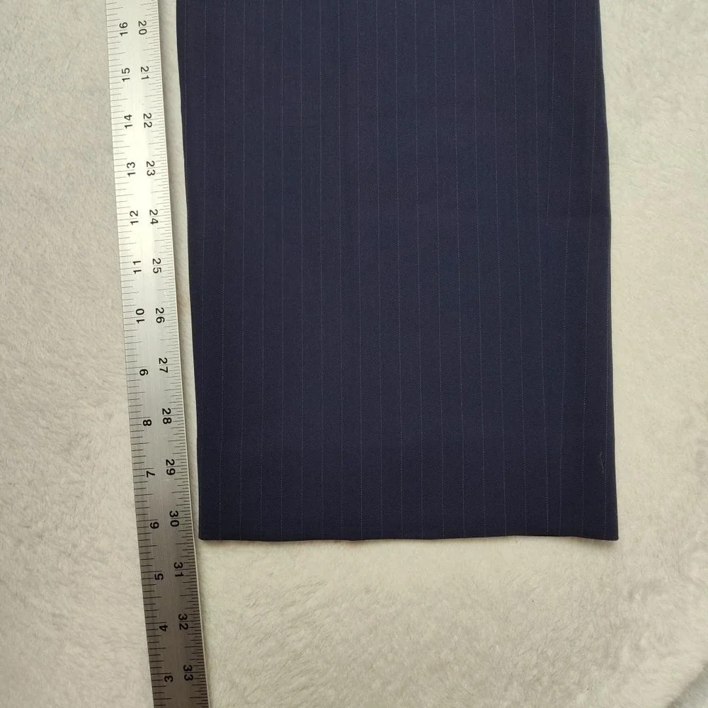 Banana Republic Pants Men 34x32 Blue Striped Marzotto 130s Wool Dress Slack HOLE